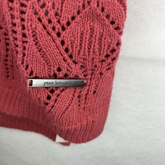 NWT Pink VNeck Sweater Granny Cottage Cozy Core Peace Love World Women’s Sz L - Picture 3 of 12